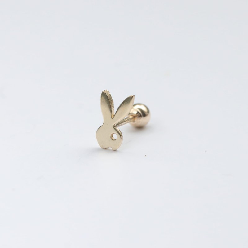 14K 長耳兔鎖珠耳環 (單個) - 耳環/耳夾/耳骨夾 - 貴金屬 金色