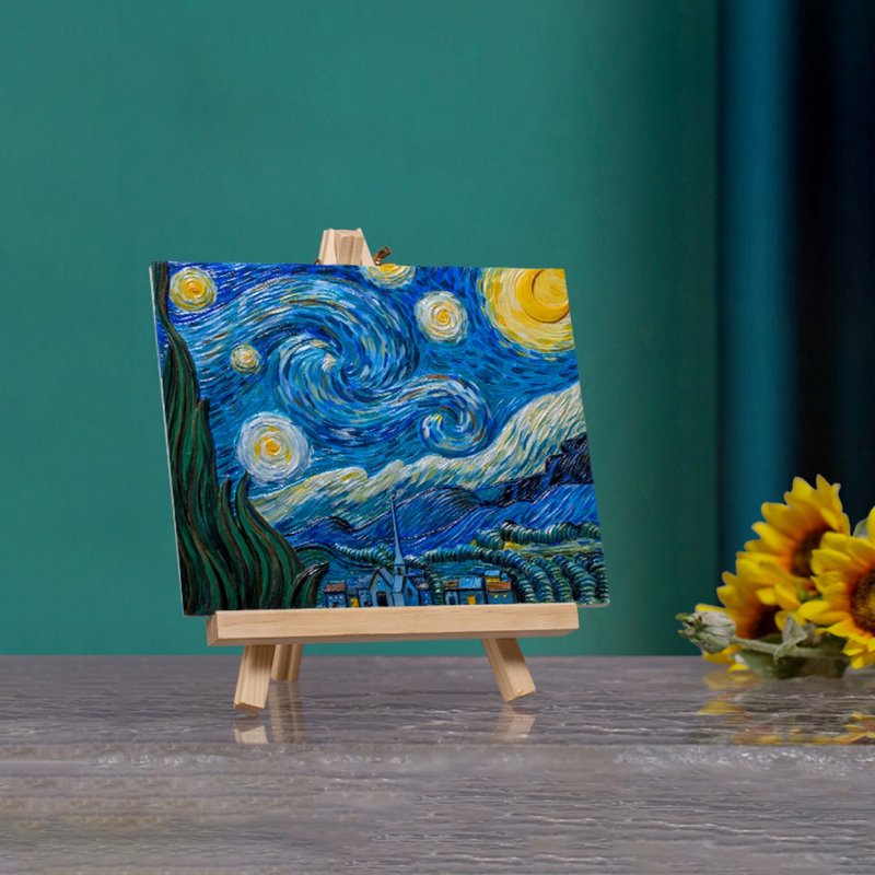 [Ready Stock in Taiwan] 3D DIY Digital Oil Painting-Van Gogh Starry Sky Digital Painting Parent-Child Toy - ของวางตกแต่ง - อะคริลิค สีน้ำเงิน