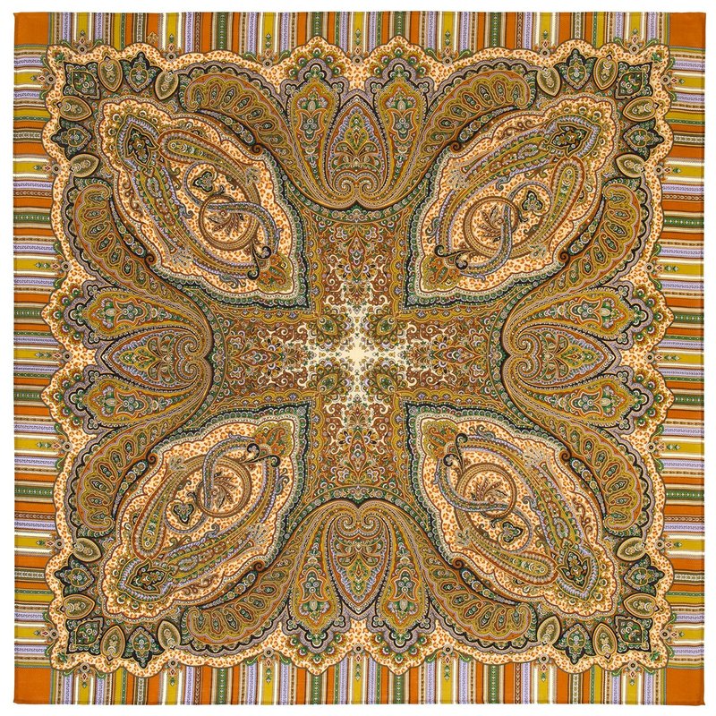 Original Pavlovo Posad Russian Shawl 100% Wool Woolen Scarf 125x125 cm 2040-2 N - 絲巾 - 羊毛 多色