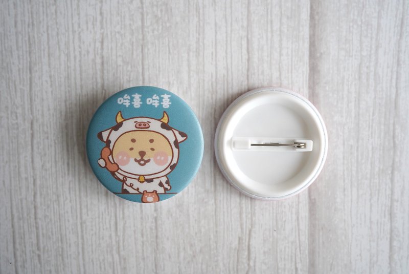 柴柴與動物小夥伴胸章-哞喜哞喜(藍色) - 胸針 - 塑膠 