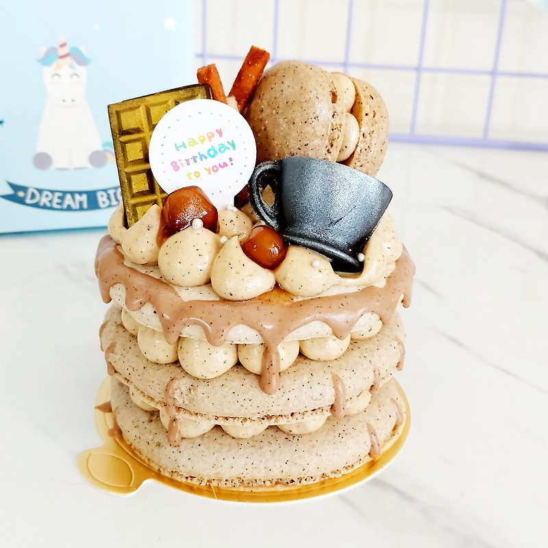 3.5吋馬卡龍塔-珍珠焦糖伯爵奶茶【生日禮物、生日蛋糕 - 蛋糕/甜點 - 新鮮食材 