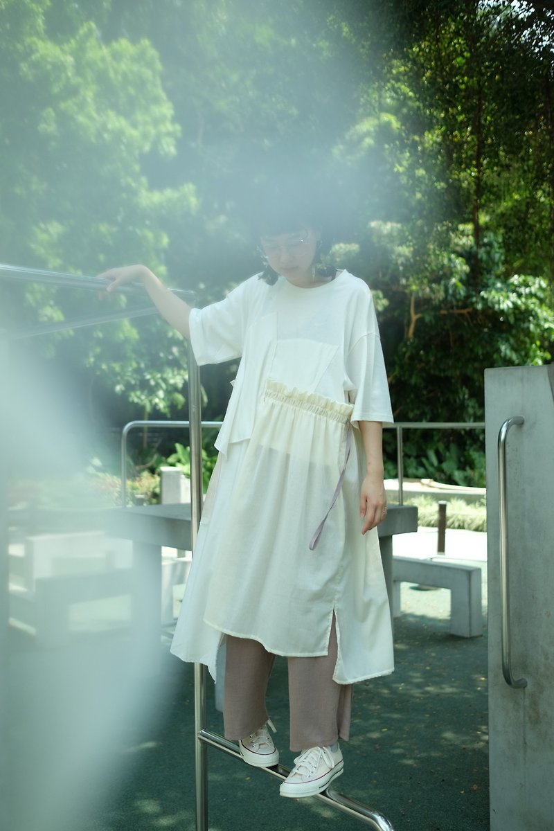 琉璃糖  |  茶嬉洋裝 - 連身裙 - 棉．麻 白色