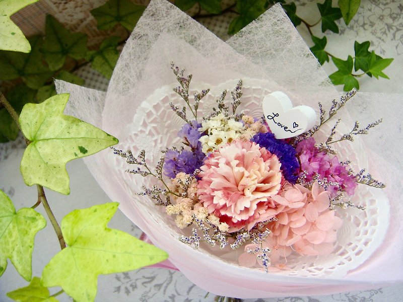 親愛なるママの母の日に捧げる永遠の花カーネーション小さなブーケ暖かいピンクのパッションワイン - 観葉植物 - 寄せ植え・花 