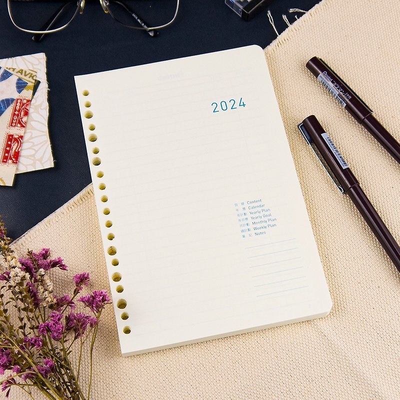 2024 diary 25K horizontal weekly/ refill inner pages (20 holes and 6 holes common) - Notebooks & Journals - Paper White