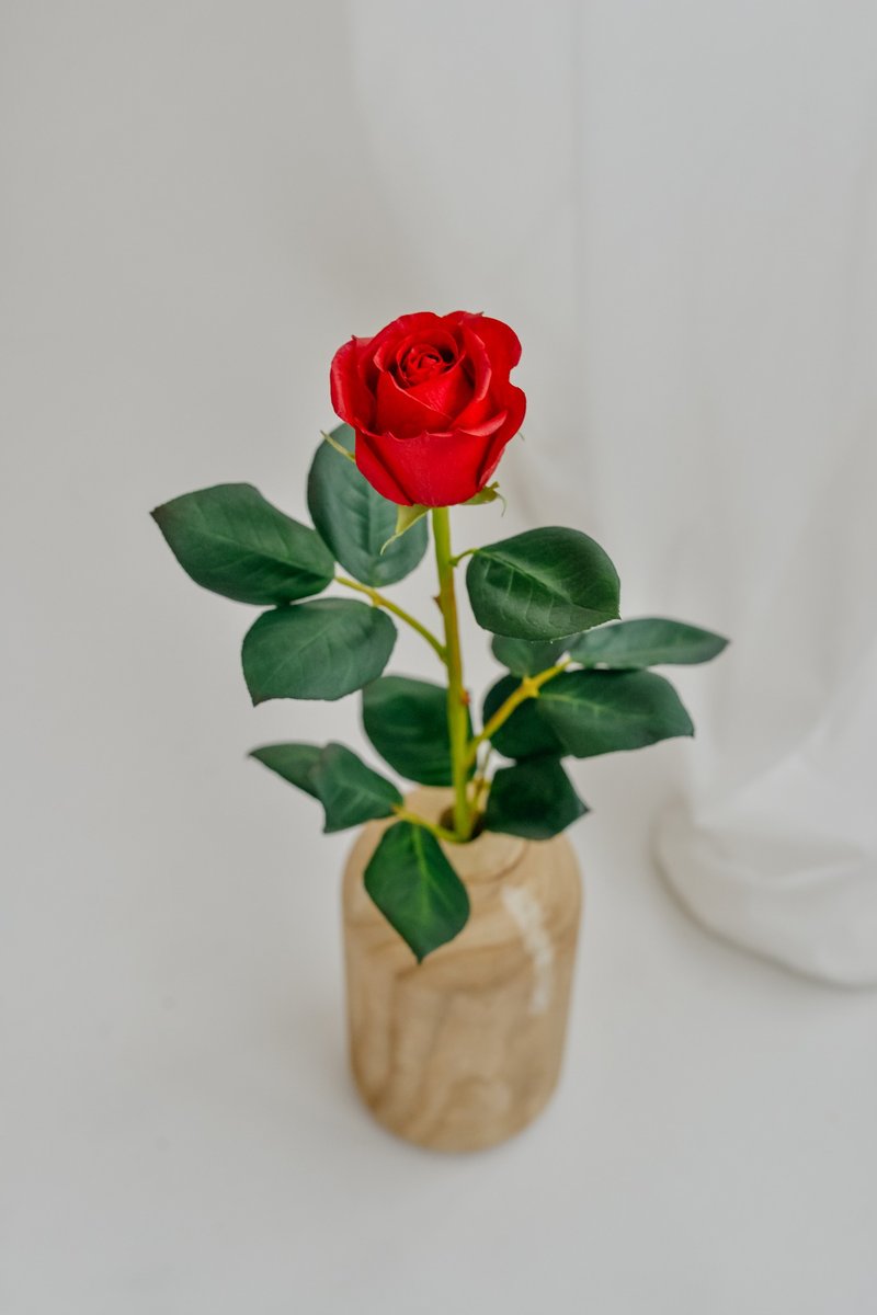 Artificial red rose, Clay roses for home decor, Undying red rose, Gift for Her - ช่อดอกไม้แห้ง - พลาสติก สีแดง