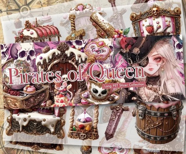 R】Pirates of Queen♡海賊ステッカー15枚♡コラージュ素材