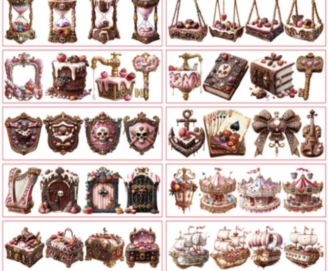 【Q】Pirates of Queen♡ロングPETステ10枚♡コラージュ素材♡ Pirates of Queen Long PET Sticker BOX nene-hope-heart｜貼紙