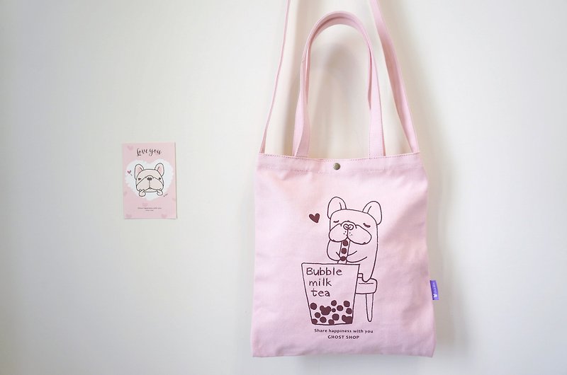 (Sold out) Fist canvas bag - large / dual / Fu Po drink milk - Messenger Bags & Sling Bags - Cotton & Hemp 