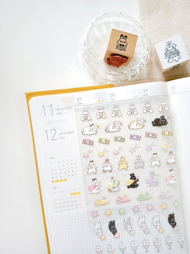 Little Rabbit Starry Night-Handbook Stickers - สติกเกอร์ - พลาสติก สีใส