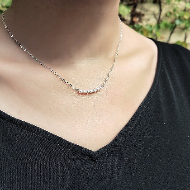 │Simplified │ Mini Pearl • Sterling Silver Necklace • Designer Original - Collar Necklaces - Other Metals 