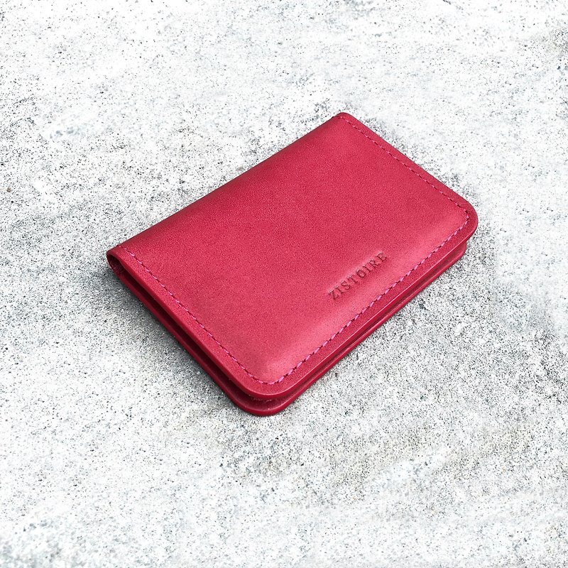[SIMPLICITY] NameCard Holder / Simple Business Card Holder / Camellia Red - Card Holders & Cases - Genuine Leather 