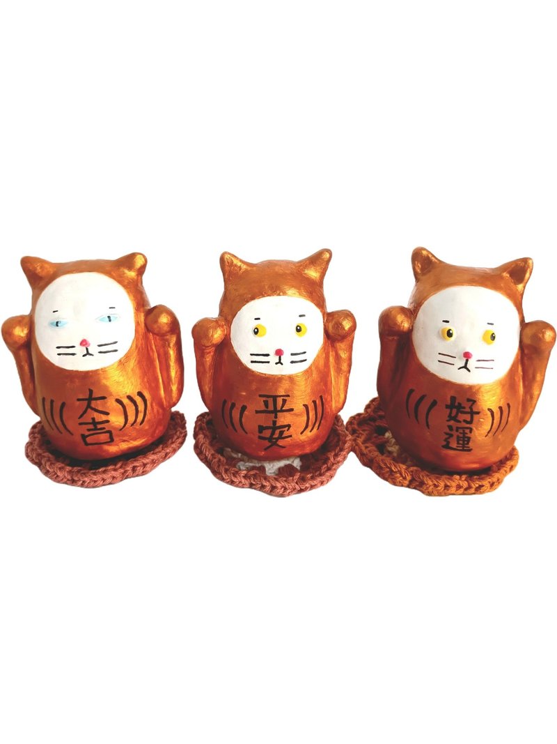 招福貓吉祥物禮物/客製化/居家辦公室/手工捏塑非模型 - 玩偶/公仔 - 黏土 