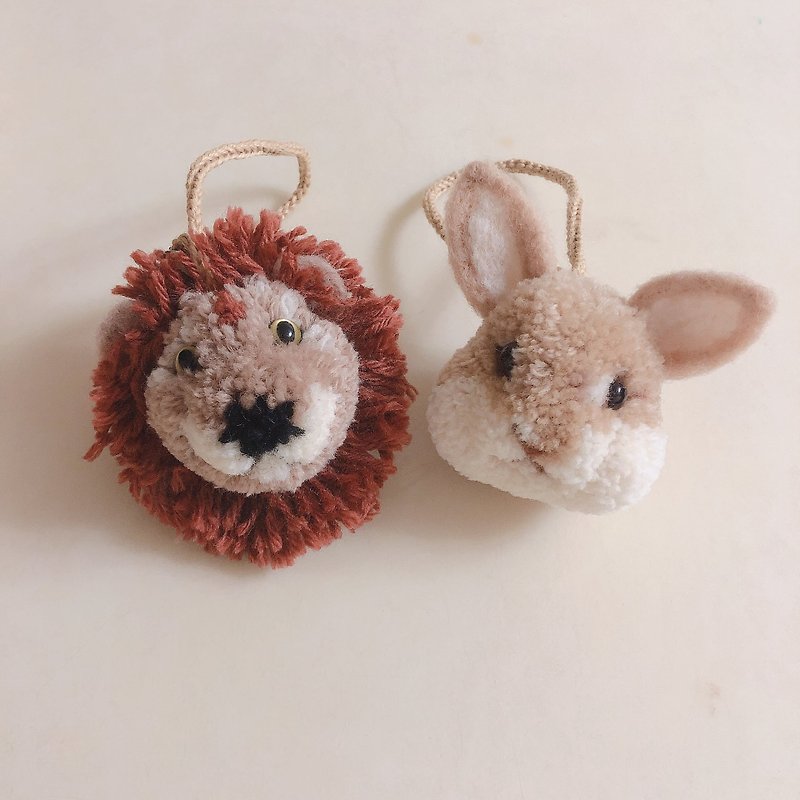Animal custom yarn ball pendant - Other - Wool Brown