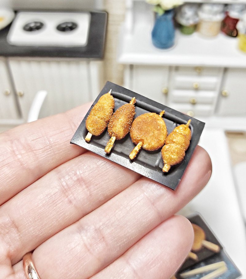 Japanese food, Realistic miniature,Food for dolls,Japanase, kushikatsy, gift - 公仔/玩偶 - 黏土 