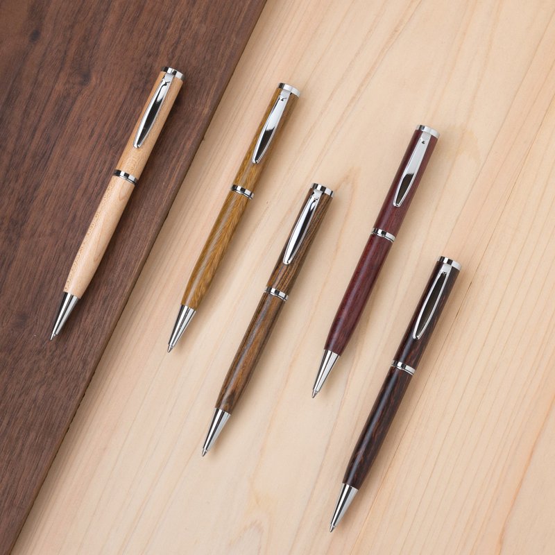 Solid wood ball pen | Rotary type, laser engraving possible - ไส้ปากกาโรลเลอร์บอล - ไม้ สีนำ้ตาล