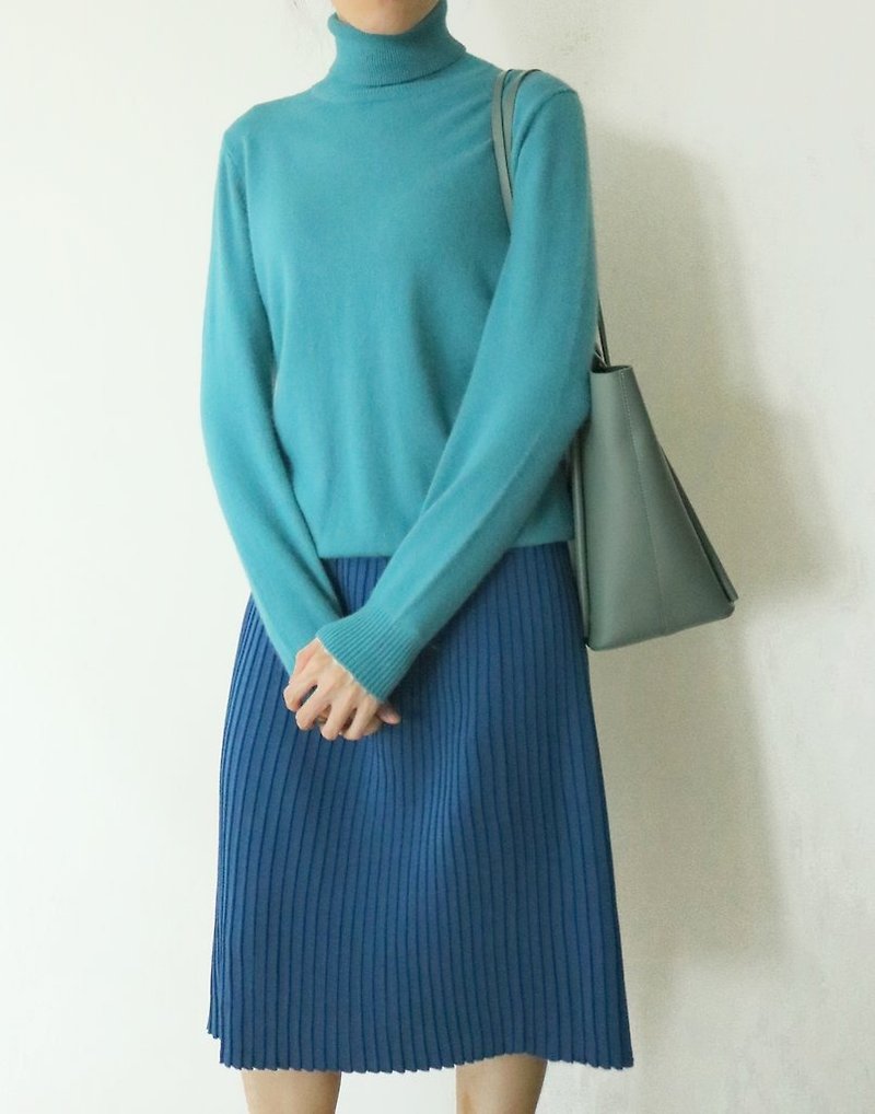 Kei Skirt {Vintage} - กระโปรง - ขนแกะ สีน้ำเงิน