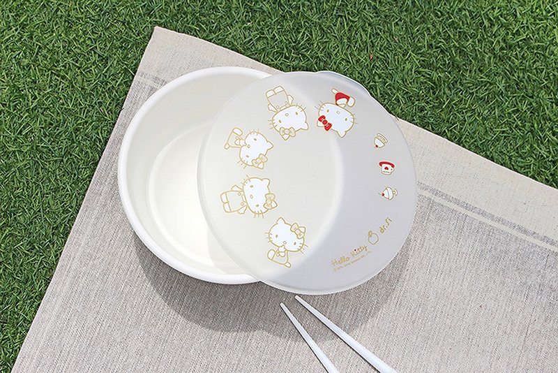【Hello Kitty 矽寶巧力碗】折疊 收納 矽膠環保便當盒 三麗鷗 - 便當盒/食物袋 - 矽膠 白色