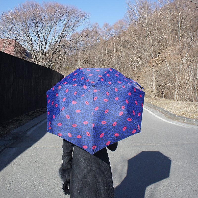 Safety Auto Open Close Umbrella - Leopard & Lips - Umbrellas & Rain Gear - Waterproof Material 