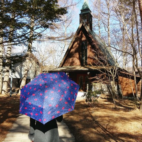 Safety Auto Open Close Umbrella - Leopard &amp;amp; Lips