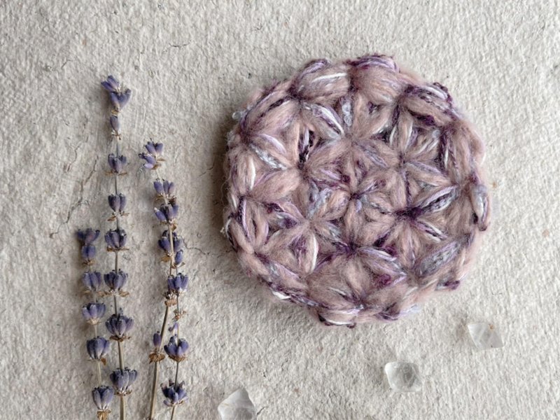 Knitting 生命之花墊 - 芋香綿綿冰 - 杯墊 - 棉．麻 紫色