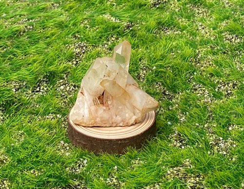 fitter 天然原礦招財黃 黃皮小白水晶簇 白水晶 療癒 開運 消磁淨化