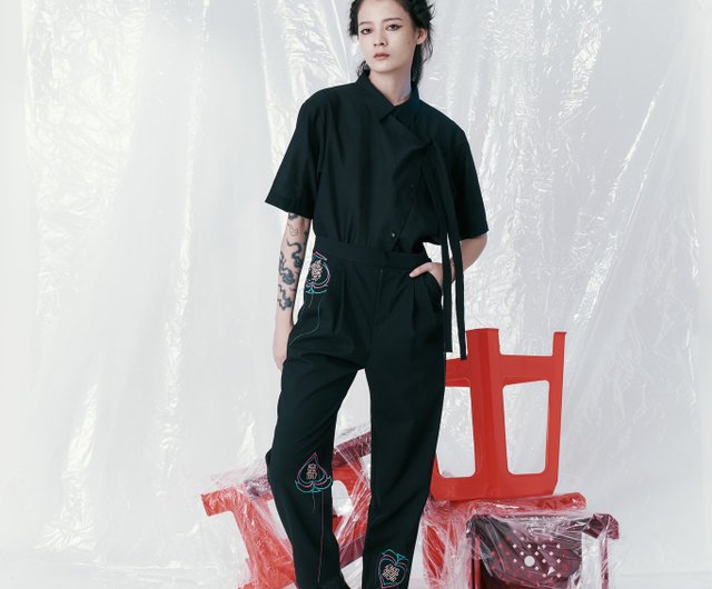 超極美品✨現行24SS✨INDIVI✨ノーカラーパンツセットアップ✨フック✨黒 超極美品✨現行24SS✨INDIVI✨ノーカラーパンツセットアップ
