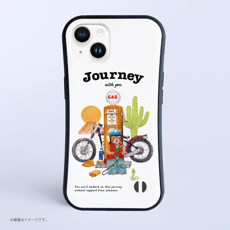 Shockproof Grip iPhone Case/ journey with you desert biker - Phone Cases - Plastic White