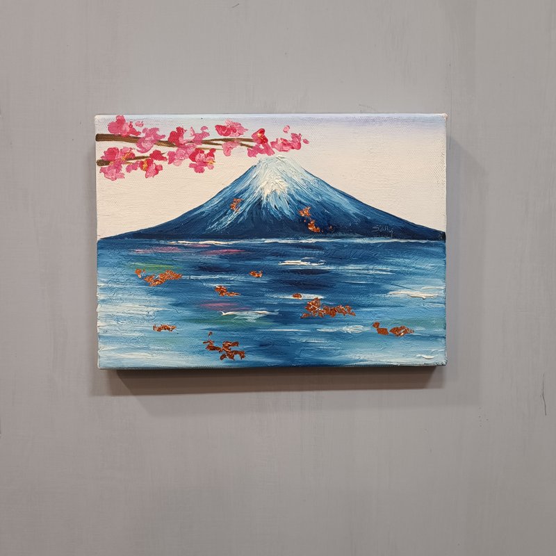 金箔富士山-油畫作品 展示品 教案樣本 換季出清 海洋油畫 - 海報/掛畫/掛布 - 顏料 