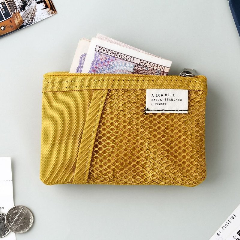 Livework leisure double double fold ticket card coin purse V2- mustard yellow, LWK56214 - กระเป๋าใส่เหรียญ - ไนลอน สีเหลือง