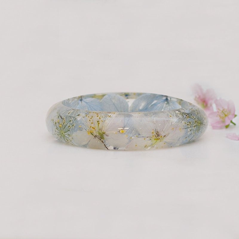 日本染井吉野桜のブレスレット/ドライフラワー永遠の命の花 / - ブレスレット - 寄せ植え・花 ブルー
