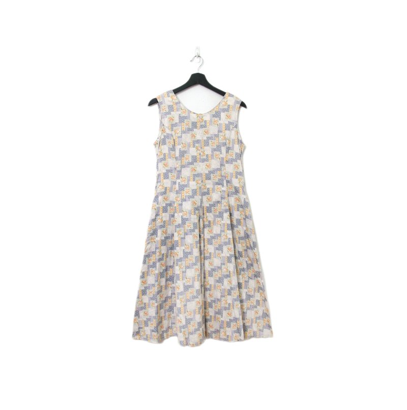 Back to Green-復古長洋裝 花瓣 彩色碎花Ls-45//vintage dress - 洋裝/連身裙 - 棉．麻 