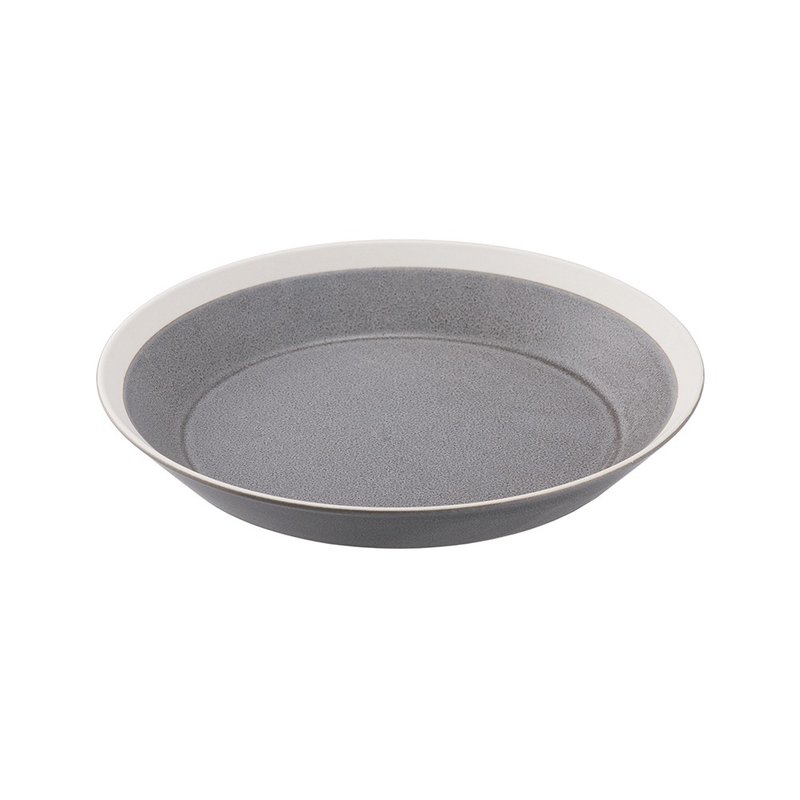 dishes 200 plate moss gray (frosted) - จานและถาด - ดินเผา สีเทา