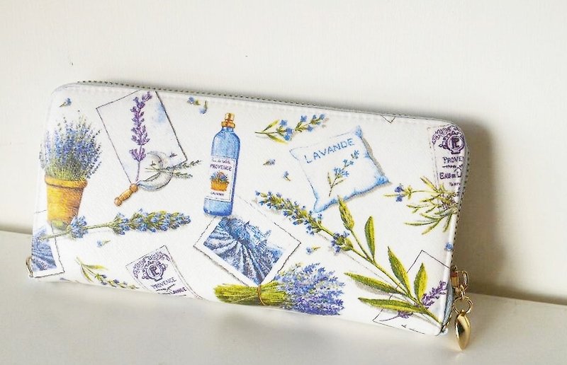 Valentine's gift handmade lavender wallet long clip - Wallets - Genuine Leather 