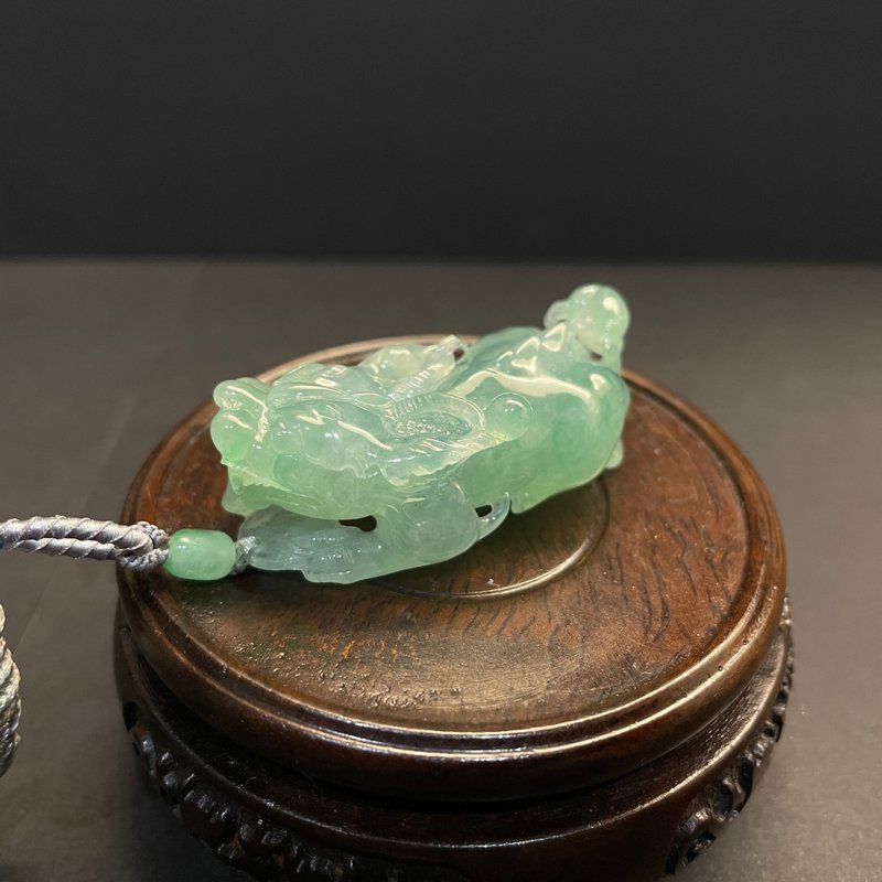 Han Jade Jewelry Natural Jade Ice Green Pixiu Burmese Jade Ice Clear Water Pixiu To Bring Wealth and Avoid Evil - อื่นๆ - หยก 