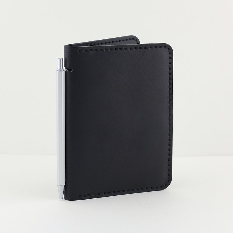 Multifunctional Passport Holder/ Passport Holder/ Notepad- Stone Black - ที่เก็บพาสปอร์ต - หนังแท้ สีดำ