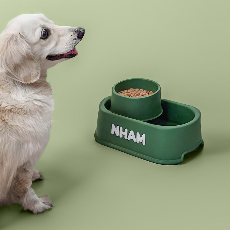Anti-Ant Pet Bowl 100% Human Food-Grade Material with Elm Green color - Pet Bowls - Plastic Green