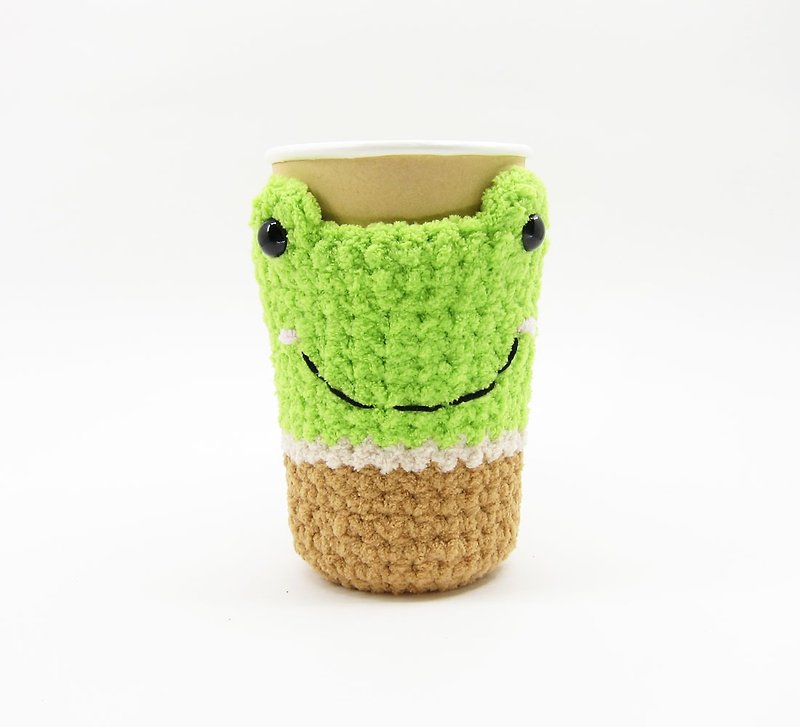 青蛙-杯套-收納筒 - 杯袋/飲料提袋 - 其他人造纖維 綠色
