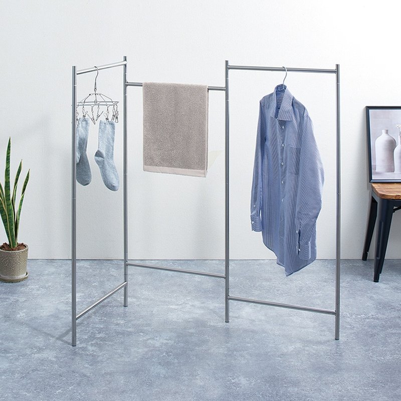 日本天馬 PORISH 室內用極簡輕量多功能折疊掛衣架-S-DIY - 衣架/衣帽架/掛勾 - 不鏽鋼 銀色