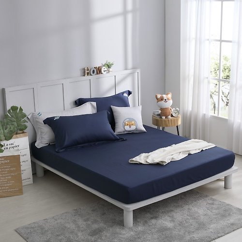 家適居家寢飾生活館 柴語錄-床包枕套組-太空人深藍-萊賽爾-正版授權-台灣製造