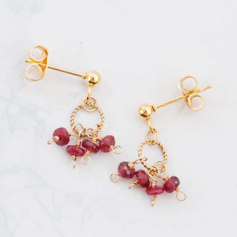 Ruby Pierced Clip-On Pierced Earring Charms - Earrings & Clip-ons - Stone Red