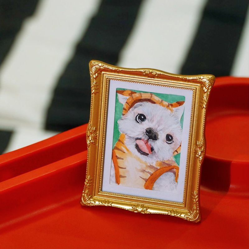 Custom Hand-Painted Pet Portraits  Framed fridge Magnet  Memorial Decor - Customized Portraits - Paper Multicolor