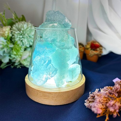 Meishape Universe 【MU工坊】海藍寶擴香石夜燈/水晶擴香燈/碎石/室內香薰/淨化