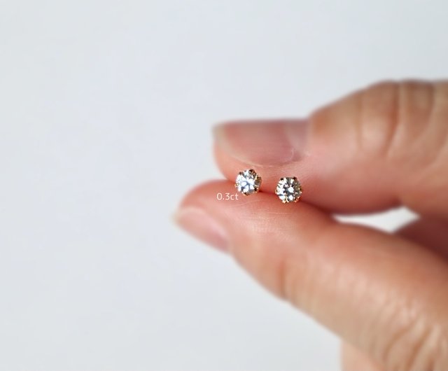 18KYG Pt900 Lune Lapin Classic Diamond Earrings - Shop Lune Lapin