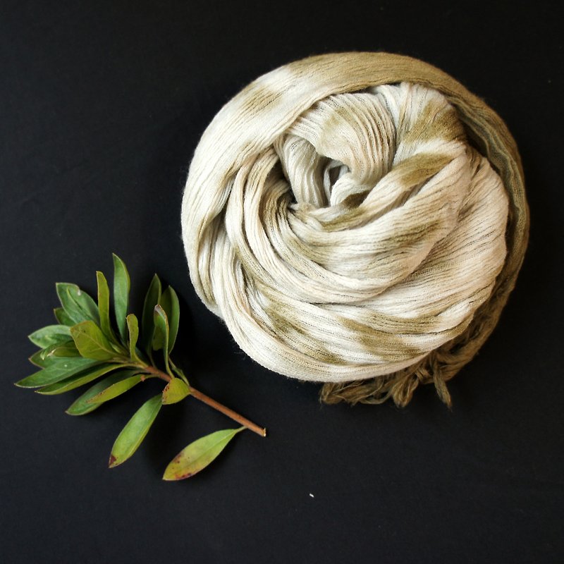 植物染純羊毛圍巾 - 絲巾 - 羊毛 綠色