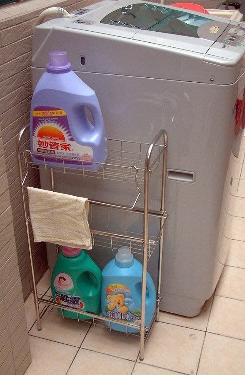 There is a slide-type washing machine side rack storage rack bottle and can rack rack can enlarge the tank laundry precision gap slot rack - ชั้นวาง/ตะกร้า - สแตนเลส สีเงิน