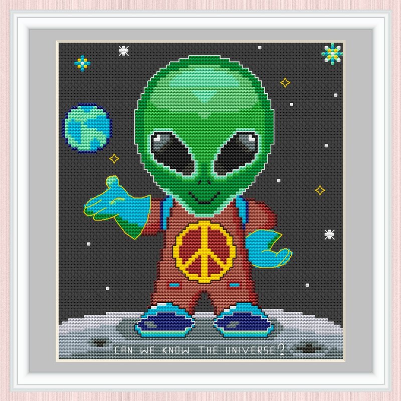 Alien Cross Stitch Pattern | Alien Visitor | Extraterrestrial | - 手工藝教學/工具書 - 其他材質 