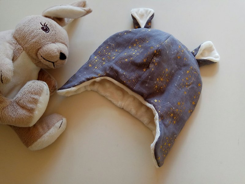 Gray constellation Miyue gift baby flying cap baby hat warm hat baby earmuffs bear cap - Baby Gift Sets - Cotton & Hemp Multicolor