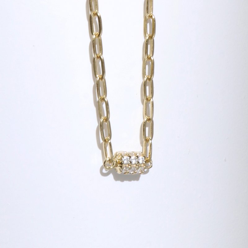 【聖誕禮盒】Galaxy。滾輪鑲鑽項鍊 贈限定包裝 - 項鍊 - 純銀 金色