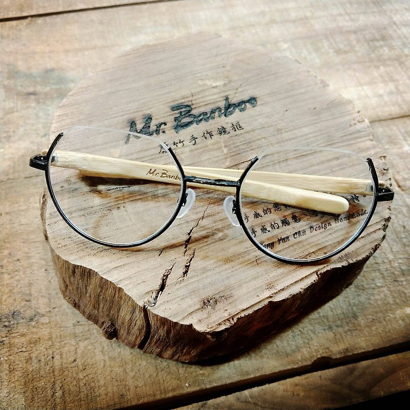 Taiwan handmade glasses [MB F fish tank] series of exclusive patent feel of aesthetics action art - Glasses & Frames - Bamboo Gold