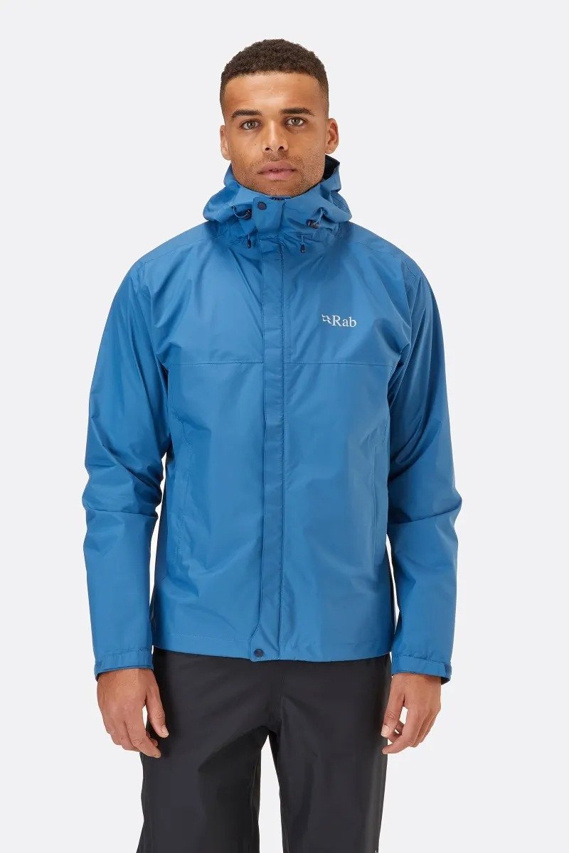 【Rab】Downpour Eco Jacket 輕量防風防水連帽外套 男款 丹寧藍 - 運動上衣/排汗衫 - 聚酯纖維 藍色